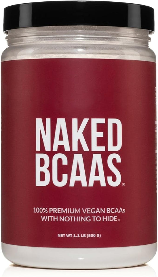 Naked BCAAs Amino Acids Powder, Only 1 Ingredient, Pure 2:1:1 Formula, Vegan Unflavored Branched Chain Amino Acids, Instantized All Natural BCAA Supplement - 500 Grams, 100 Servings