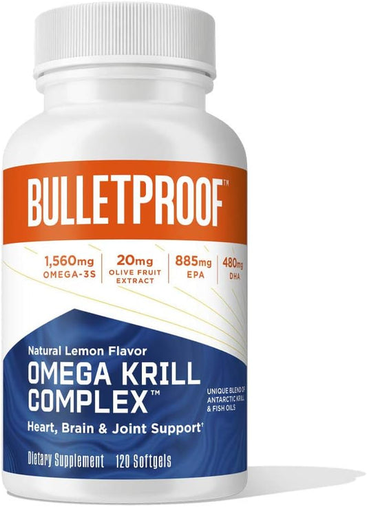 Bulletproof Omega Krill Complex, Lemon Flavor, 120 Softgels, 1560mg Omega-3 Omega-3 with