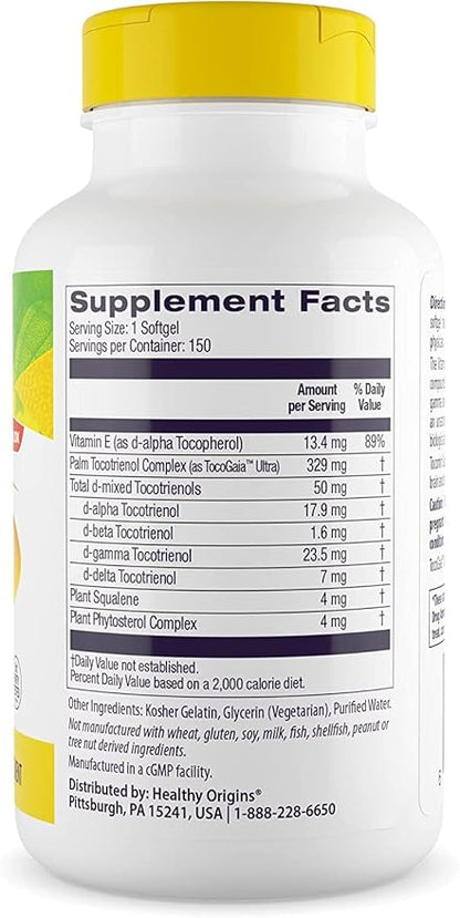 Healthy Origins Tocomin SupraBio (Tocotrienols), 50 mg 150 Softgels