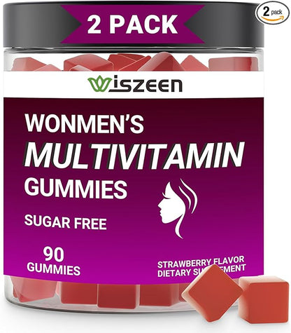 Sugar-Free Multivitamin Gummies for Women, Methylated Multivitamins w/Calcium, Vitamin D3, K2, C, B12, Iron - Multi Vitamins & Minerals for Skin, Hair, Energy, Immune, Bone