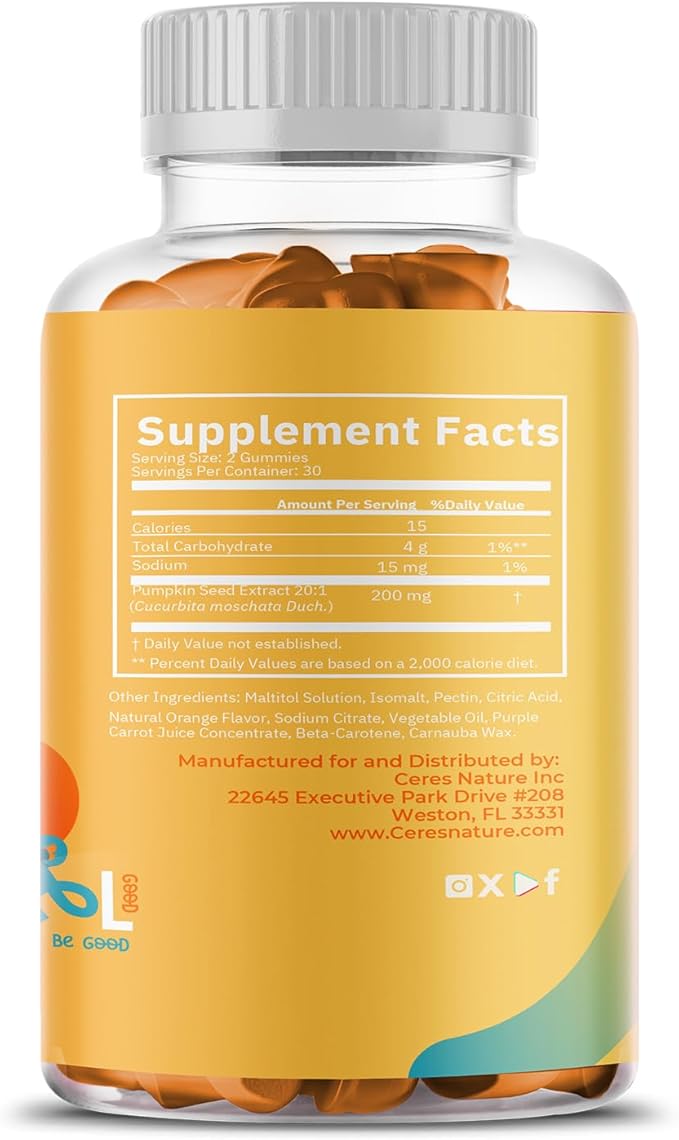 Pumpkin Seed Oil Gummies 4,000 mg for Hair Growth, Urinary Tract Support, Bladder Control Supplement, Younger Looking Skin & Face, Rich in Omega 3, Omega 6 & Essential Fatty Acids– Sugar-Free!