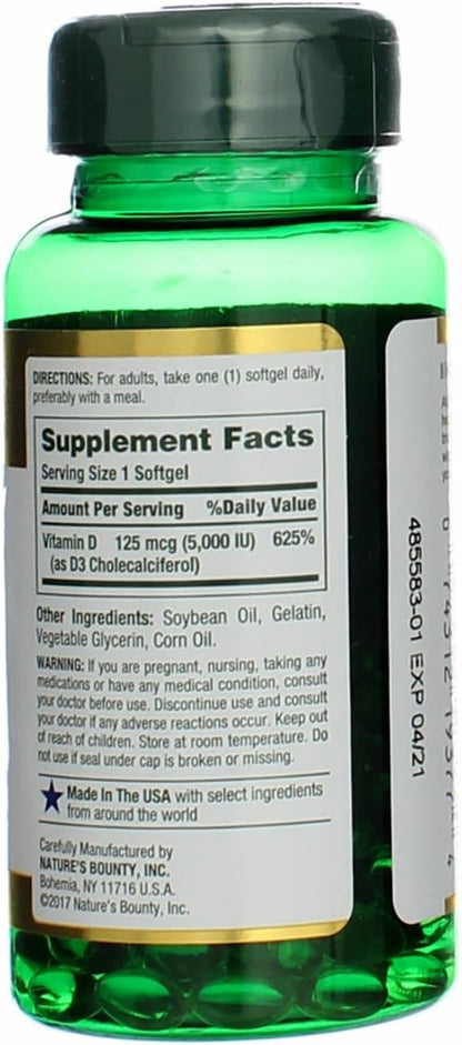 Nature's Bounty, D 5000 Iu Softgels, 100 ct