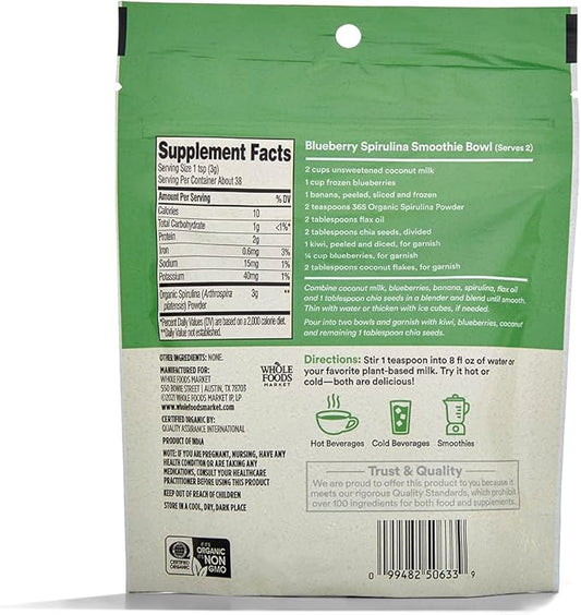 365 by Whole Foods Market, Organic Spirulina Superfood Powder, 4 Ounce (Pack of 2)