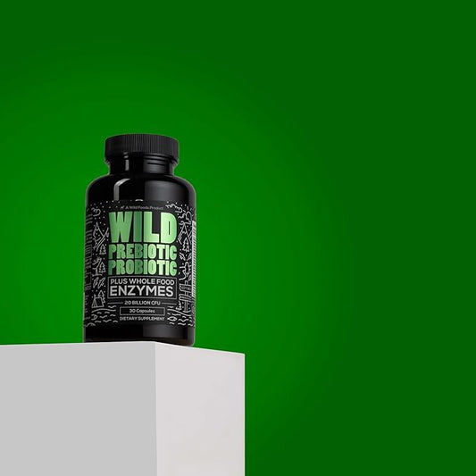 Wild Prebiotics and Probiotics with Digestive Enzymes | 20 Billion CFU - 10 Strains for Women & Men | Support Gut Health & Digestion Supplements | Non-GMO Prebiotic Fiber | 30 Count (Pack of 2)