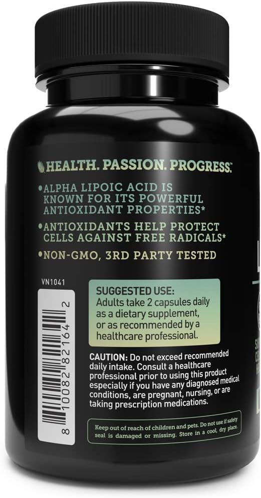 Alpha Lipoic Acid Supplement (ALA) + 600mg Per 100 Capsules