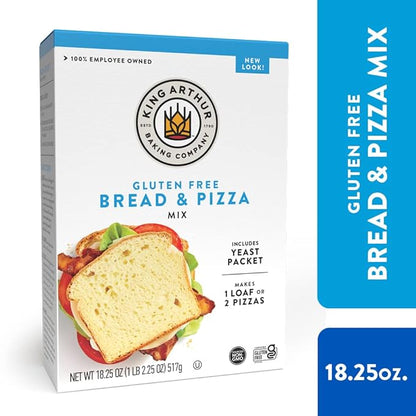 King Arthur, Gluten-Free Bread and Pizza Mix, Gluten-Free, Non-GMO Project Verified, Certified Kosher, 18.25 Ounces (Pack of 2)
