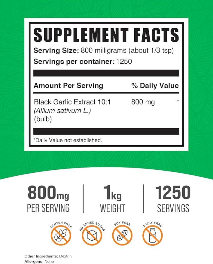 BulkSupplements.com Black Garlic Extract Powder 800mg per 1kg (2.2 (2.2 lbs) 1)