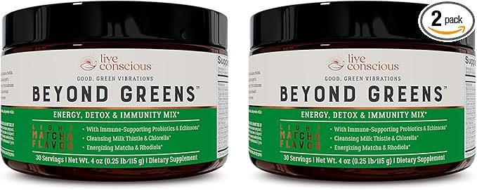 Live Conscious Beyond Greens Concentrated Superfood Powder 30 Servings (2-Pack)