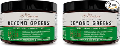 Live Conscious Beyond Greens Concentrated Superfood Powder 30 Servings (2-Pack)