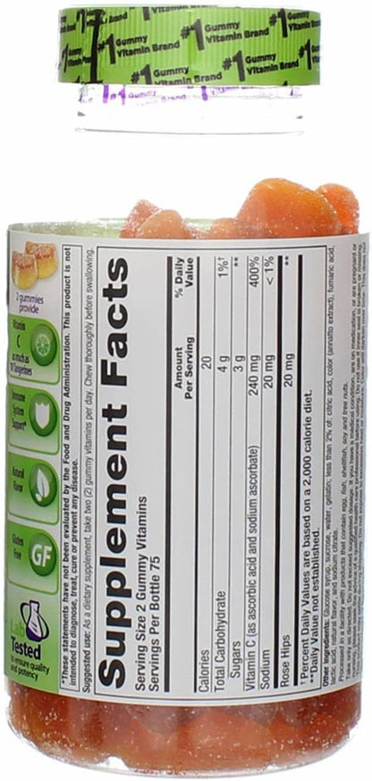 VitaFusion Power C Gummy Vitamins for Adults Absolutely Orange - 150 ct, Pack of 3