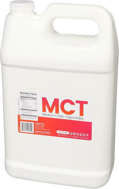 MCT Oil - 1 Gallon (126.13 Oz.) Food Grade - Non GMO - Halal - Vegan - Sustainable Palm Derived - for Tinctures, Sports Nutrition, Keto or Paleo Diet, Clean Energy