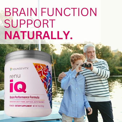 Youngevity Renu iQ™ - Brain Boost, Anti-Aging, Resveratrol Supplement with Grape Skin, Bacopa Monnieri, Rhodiola Root, Polygonum Cuspidatum Root - Natural Energy - (312g)