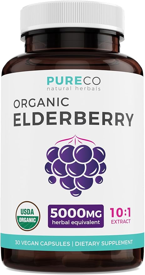 Organic Elderberry Capsules 10:1 Extract 5,000mg of 30 Caps