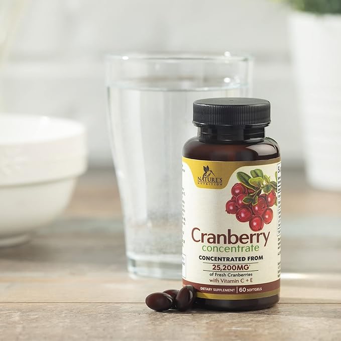 Cranberry Concentrate Extract Supplement for Women 25,200mg Formula 60 Softgels