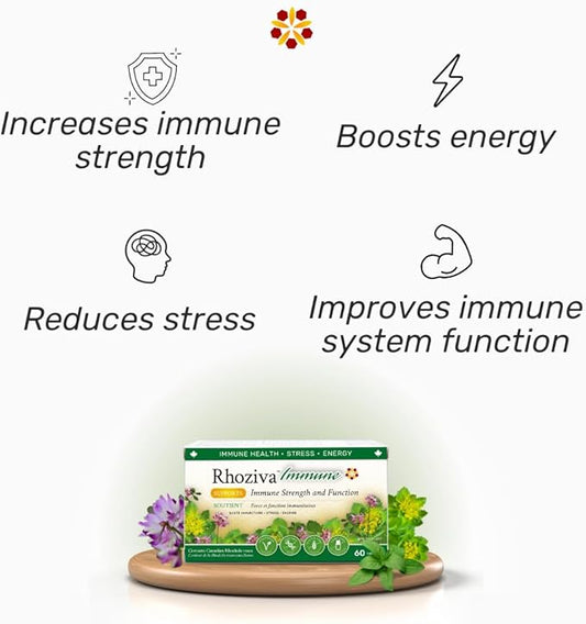 Immune Support, Energy Booster with Vitamin C, D3 and Zinc Supplement, Rhodiola Rosea, Reishi Mushroom Extract, Astragalus, Overall Wellness and Daily Habit - 60 Capsules
