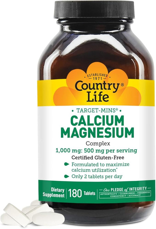 Country Life Target-Mins Calcium Magnesium Complex 1000mg/500mg, 180 180 Tablets,