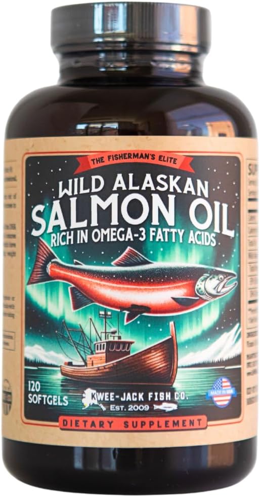 Wild Alaskan Salmon Fish Oil Omega 3 Supplement 120 Softgels 1000mg Salmon
