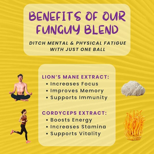 ODD BALLS Organic Energy Balls Lemon - Superfood Mushroom Snack - Running, Cycling, Hiking - Gels, Bars Alternative - Lion's Mane Focus, Cordyceps Energy - Vegan, Gluten Free Snacks for Kids & Adults