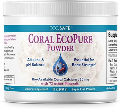 Coral Ecopure Powder, Coral Calcium Powder Supplement with Coral Minerals - 16 Ounces