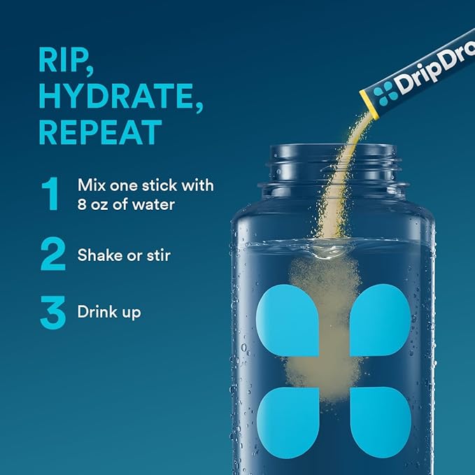 DripDrop Hydration - Lemon - Electrolyte Drink Mix Single Serve Hydration Powder Packets | Non-GMO, Gluten Free, Vegan | 32 Sticks