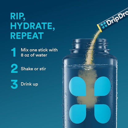 DripDrop Hydration - Lemon - Electrolyte Drink Mix Single Serve Hydration Powder Packets | Non-GMO, Gluten Free, Vegan | 32 Sticks