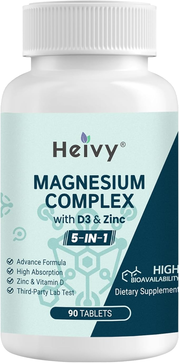 Magnesium Complex, Magnesium Glycinate, Citrate, Malate, D3, Magnesium 90 Tablets
