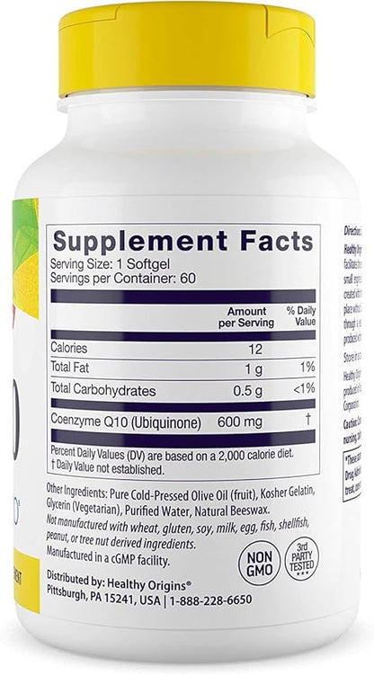 Healthy Origins CoQ10 (Kaneka Q10), 600 mg 60 Softgels