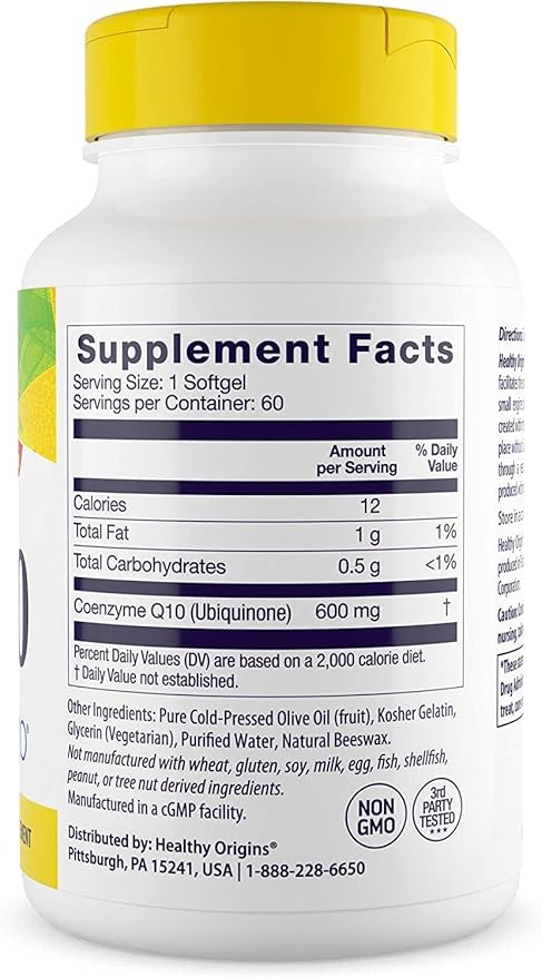 Healthy Origins CoQ10 (Kaneka Q10), 600 mg 60 Softgels