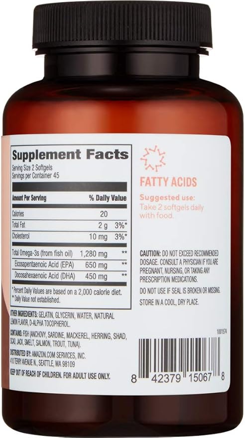 Amazon Brand - Revly Super Omega-3 3-Fatty Acids 90 Softgels (1280 mg 2 Softgels)