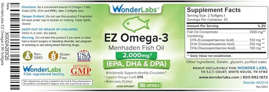 Atlantic Menhaden Fish Oil Omega-3 2000 90 Softgels