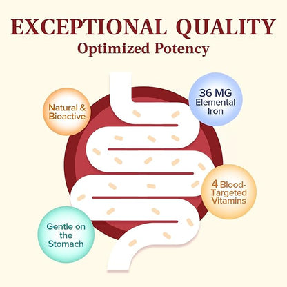 Iron Supplement, 36 mg of Elemental B6, B12, B12, folate, 60 Veggie