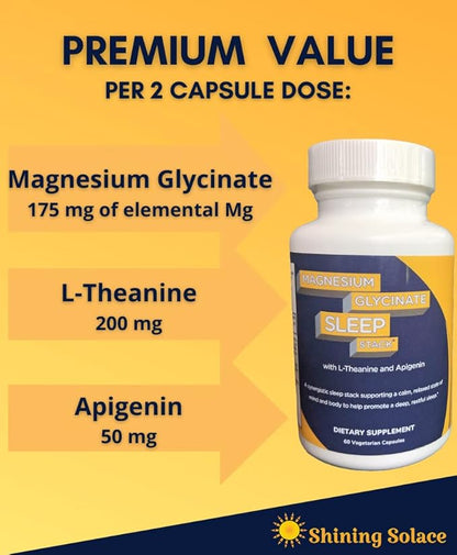 Magnesium Glycinate Sleep Stack with L-Theanine 175 mg 200 mg 50 mg