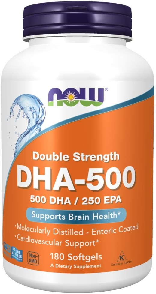 NOW Supplements, DHA-500 with 250 EPA, 180 Softgels