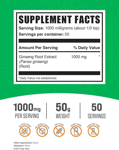 BulkSupplements.com Ginseng Root Extract Powder 1000mg per 50g (1.8 (1.8 oz) 1)