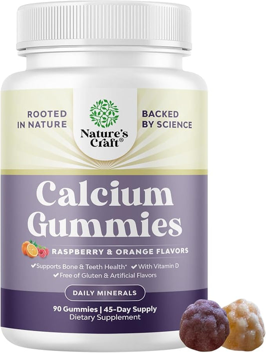 High Absorption Calcium Gummies for Women with Vitamin D3 - Delicious Calcium 500 mg Gummies for Adults - Chewable Calcium and Vitamin D Supplement for Bone Health and Immune Support - 90ct (1 Pack)