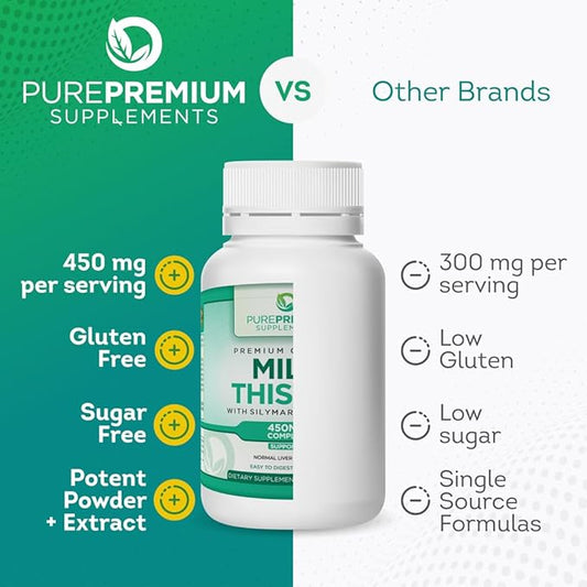 PurePremium Milk Thistle Supplement with Silymarin Extract 450MG Complex 4 Months 120 Tablets
