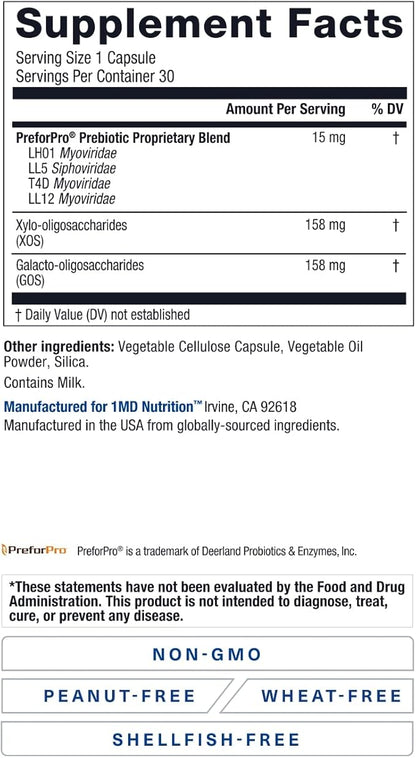 1MD Nutrition PreBioMD - Prebiotic with PreforPro | Support Healthy Digestion and Beneficial Bacteria