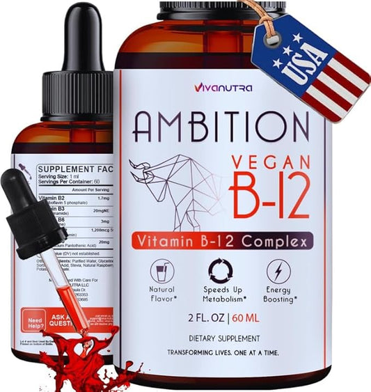 Liquid Vitamin B Complex Supplement B2, B3, B3, B5, B5, B6, B6, & B12 Drops