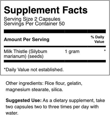 Swanson Milk Thistle-Herbal Liver Support Supplement-Natural Wellbeing-(100 Capsules, 500mg Each)