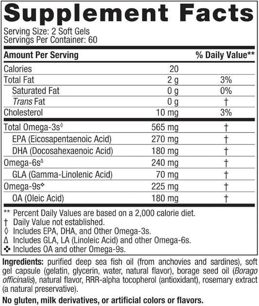Nordic Naturals Complete Omega, Lemon Flavor 120 Soft 565 mg Omega-3 - 60 Servings