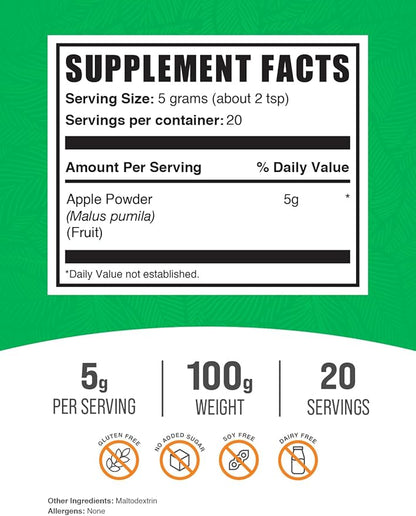 BulkSupplements.com Apple Powder 5g per 100g (3.5 (3.5 oz) 1)