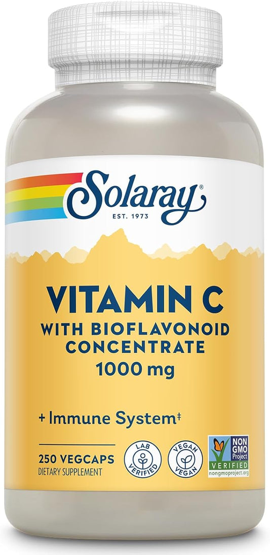 Solaray Vitamin C w/Rose HIPS, Acerola 1000mg, Supports 250 CT