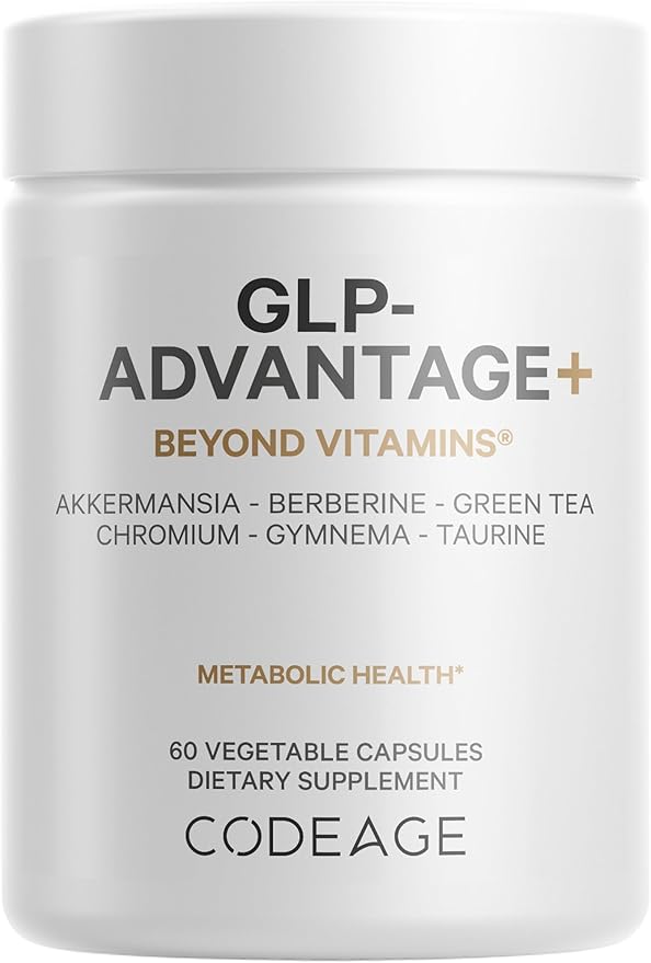 Codeage GLP-Advantage+ Supplement - Metabolic & GLP-1 Activity Support - Chromium, Berberine, Green Tea, Gymnema, Curcumin, Taurine, Resveratrol - Weight Management & Gut Health, Non-GMO - 60 Capsules