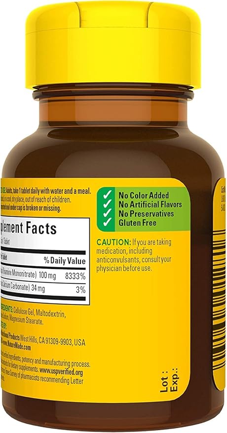 Nature Made Vitamin B-1 100 mg Tablets 100 ct, 2