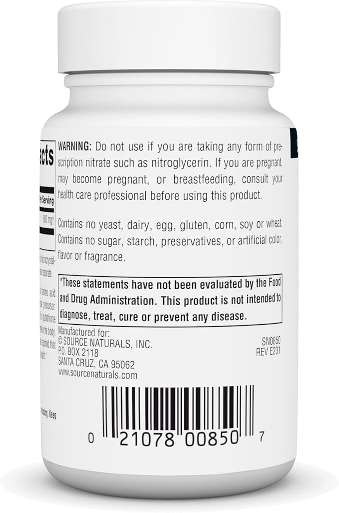 Source Naturals N-Acetyl Cysteine Antioxidant Support 600 mg 60 Tablets
