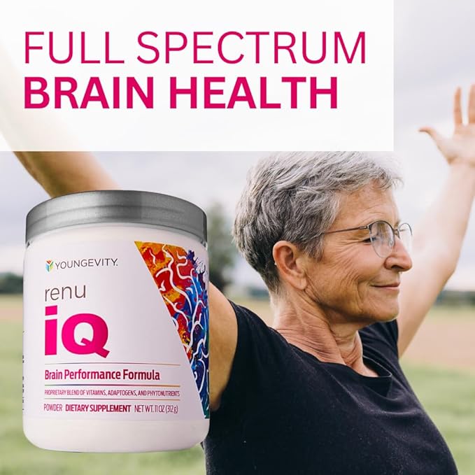 Youngevity Renu iQ™ - Brain Boost, Anti-Aging, Resveratrol Supplement with Grape Skin, Bacopa Monnieri, Rhodiola Root, Polygonum Cuspidatum Root - Natural Energy - (312g)