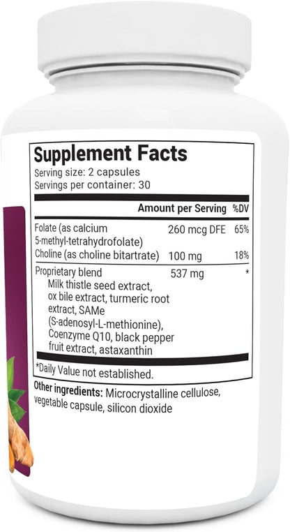Dr. Berg Liver Cleanse Detox Capsules w/Unique Blend of Milk Thistle, Ox Bile & Folate - Liver Supplement Includes Turmeric, Black Pepper & Choline - 60 Capsules