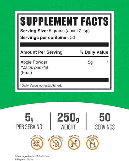 BulkSupplements.com Apple Powder 5g per 250g (8.8 (8.8 oz) 1)