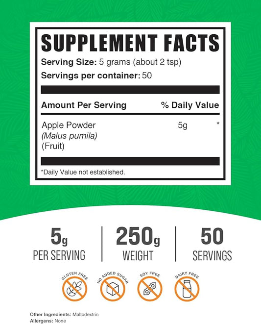 BulkSupplements.com Apple Powder 5g per 250g (8.8 (8.8 oz) 1)