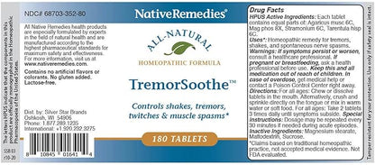 Native Remedies TremorSoothe - Natural Homeopathic Formula to Temporarily Control Shakes, Tremors, Muscle Spasms and Twitches -180 Tablets